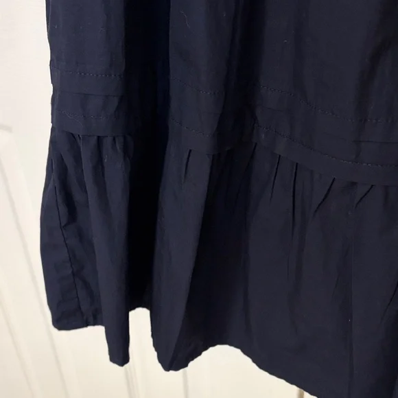 NWT Quince Women's Organic Cotton Poplin Tiered Mini Dress Navy Size Medium - Picture 5 of 13